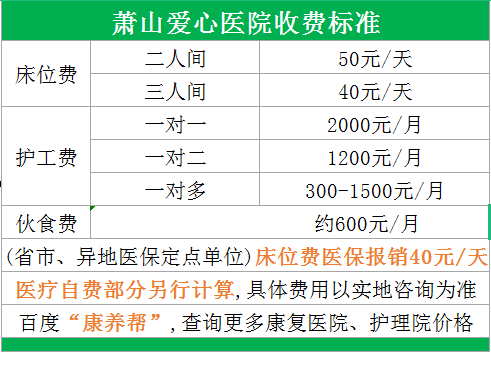杭州蕭山愛心醫院收費標準