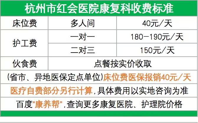 杭州市紅會醫院康復科收費標準